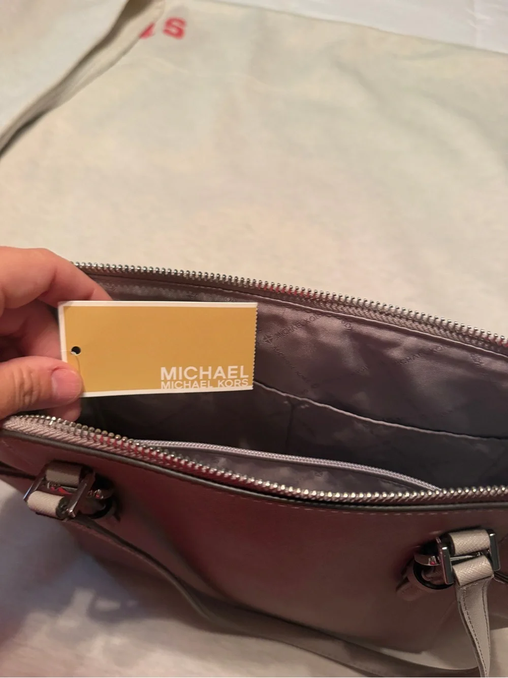 Michael Kors Saffiano Tote in Taupe
